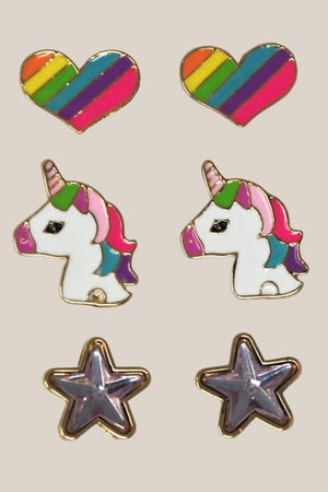 pink Poppy Rainbows & Unicorns Earrings Set