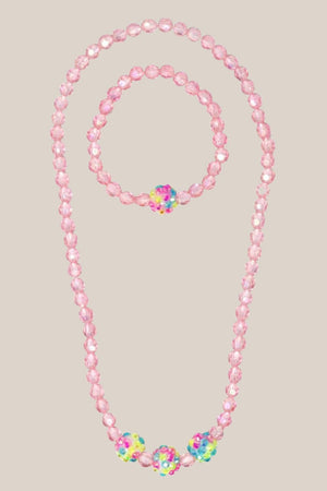 Pink Poppy Bubble Gum Necklace & Bracelet Set