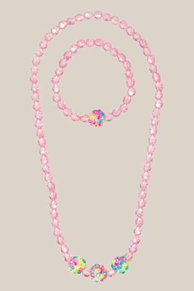 Pink Poppy Bubble Gum Necklace & Bracelet Set