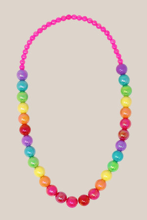 Pink Poppy Rainbow Beads Necklace