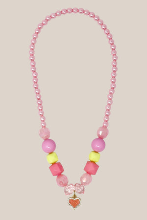 Pink Poppy My Lovely Pink Heart Charm Stretch Beaded Necklace