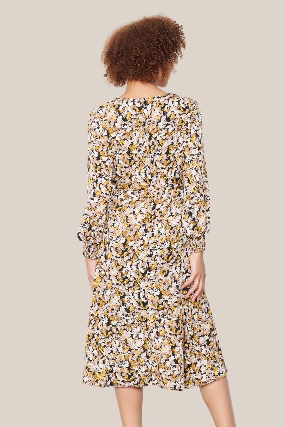 Caju Autumn Print V Neck Dress