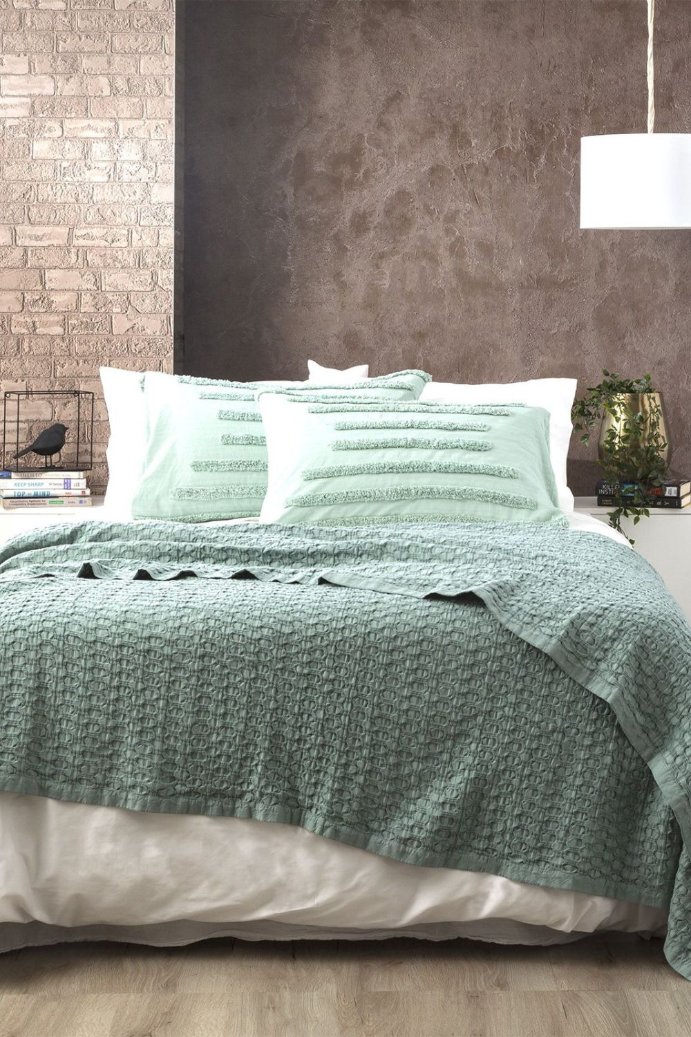 Renee Taylor Lexico Washed Cotton Textured Waffle Blanket - Queen/King