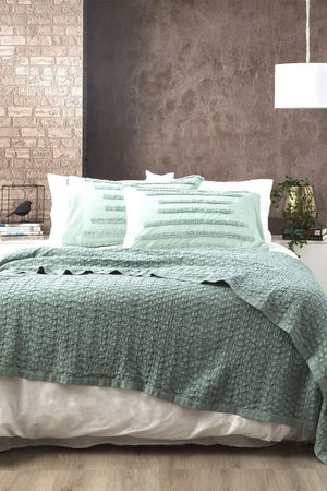 Renee Taylor Lexico Washed Cotton Textured Waffle Blanket - Super King