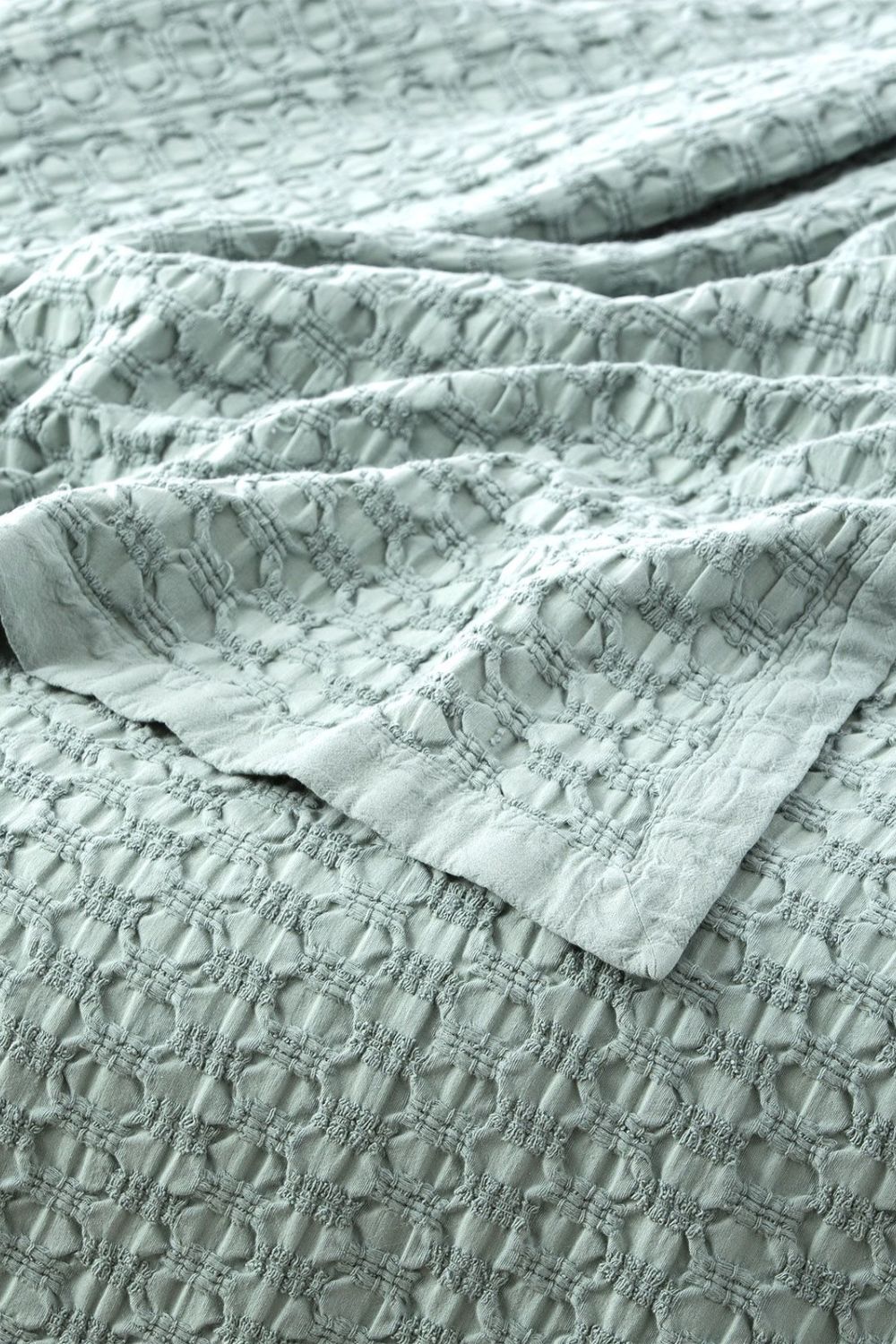 Renee Taylor Lexico Washed Cotton Textured Waffle Blanket - Queen/King