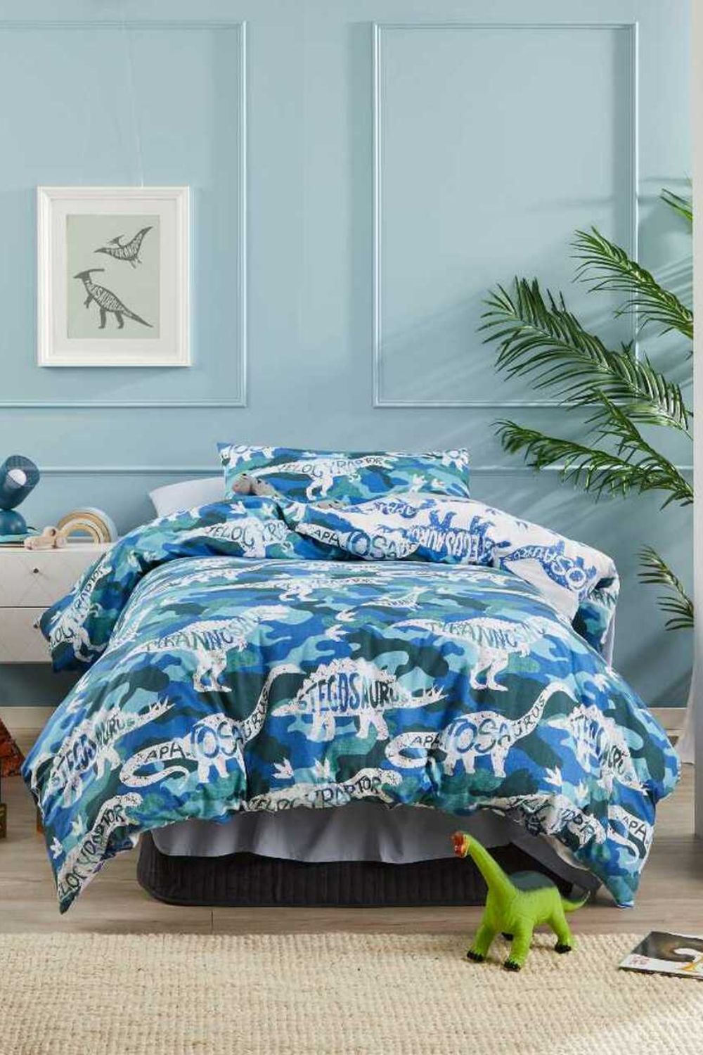 Logan and Mason Camo Dino Quilt Cover Set- Single