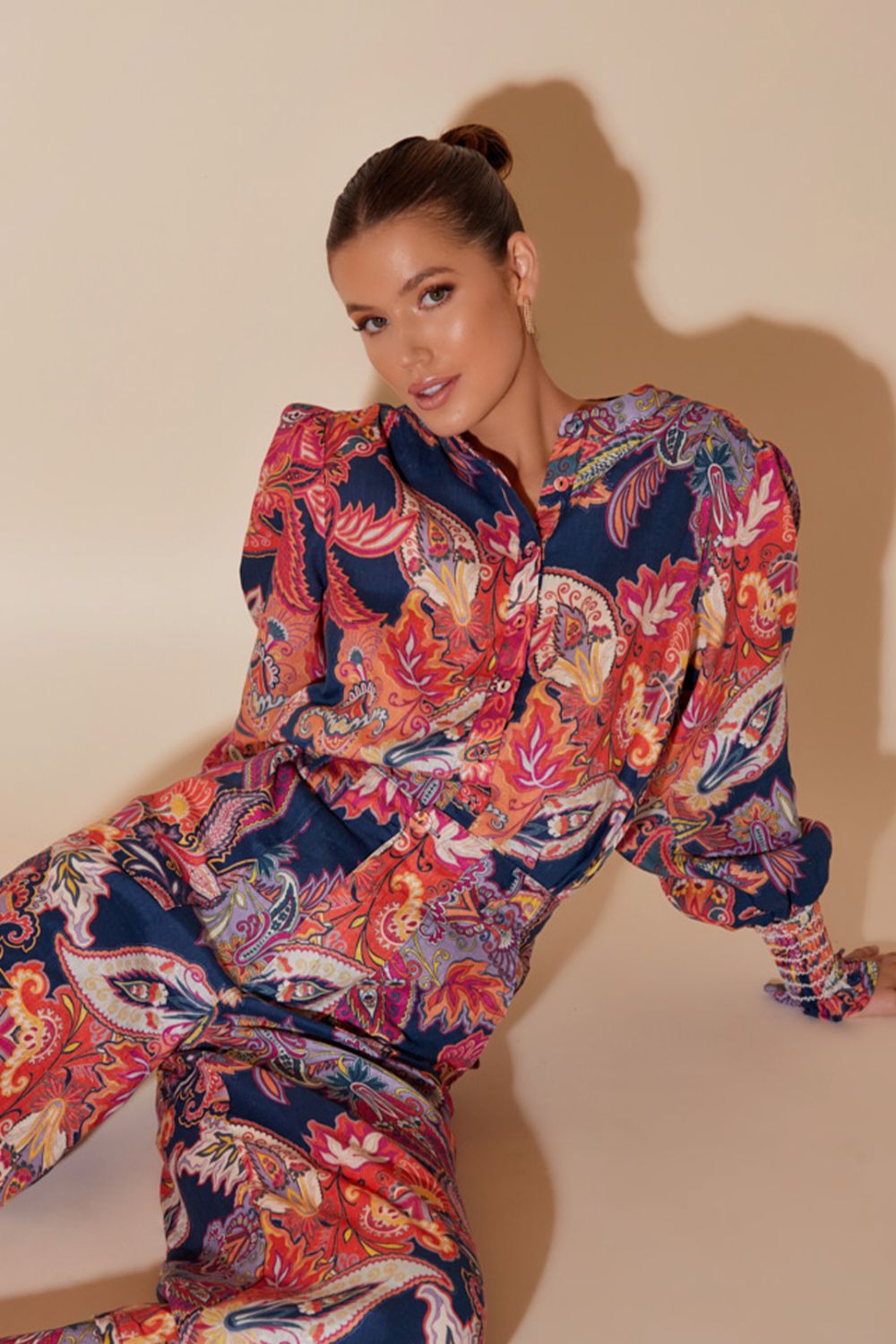 Paisley print oversized outlet shirt dress