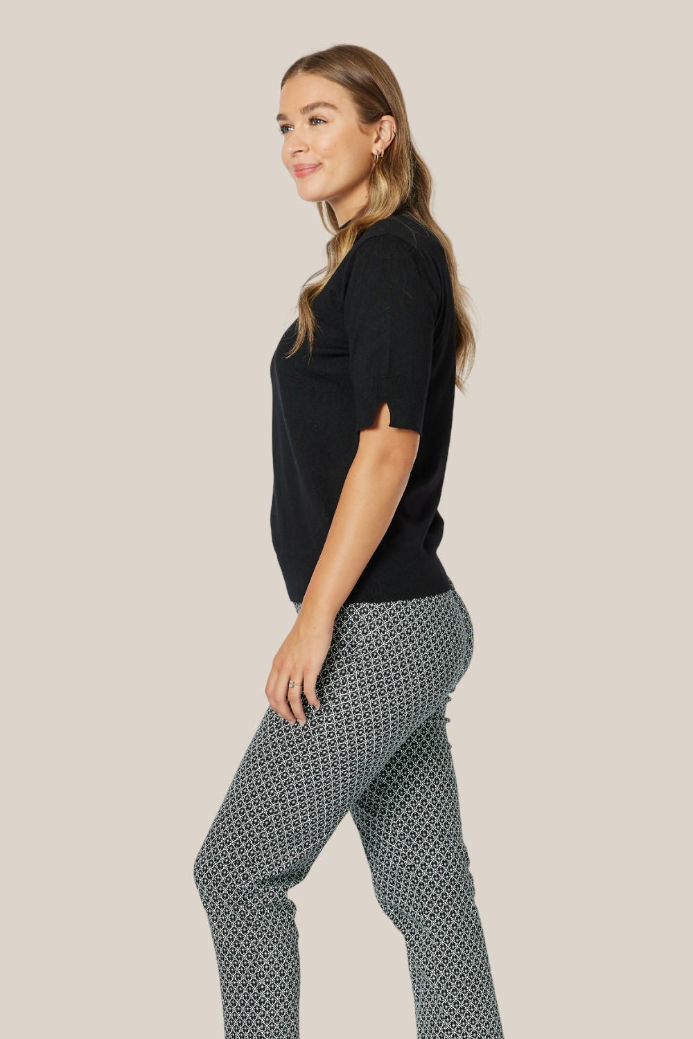 Gordon Smith Donna Mock Neck Short Sleeve Knit