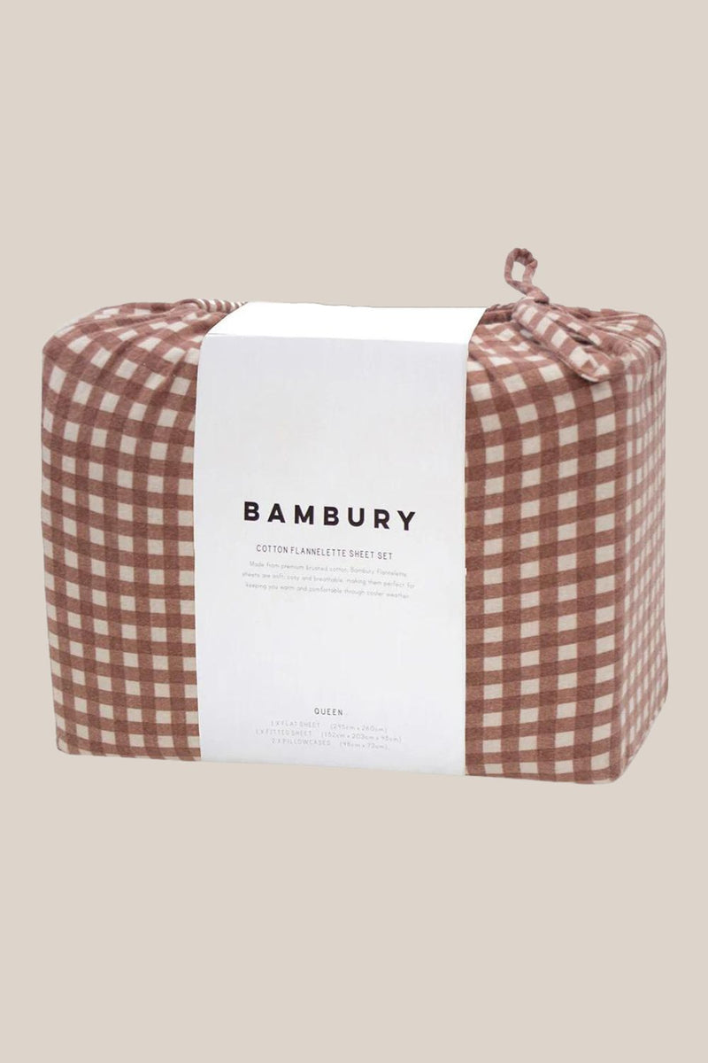 Bambury Gingham Flannelette Sheet - Double