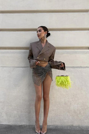 Olga Berg Estelle Feather Clutch