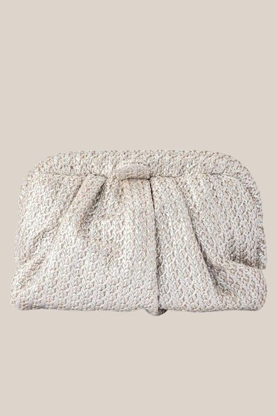 Olga Berg Stevie Pleated Woven Clutch