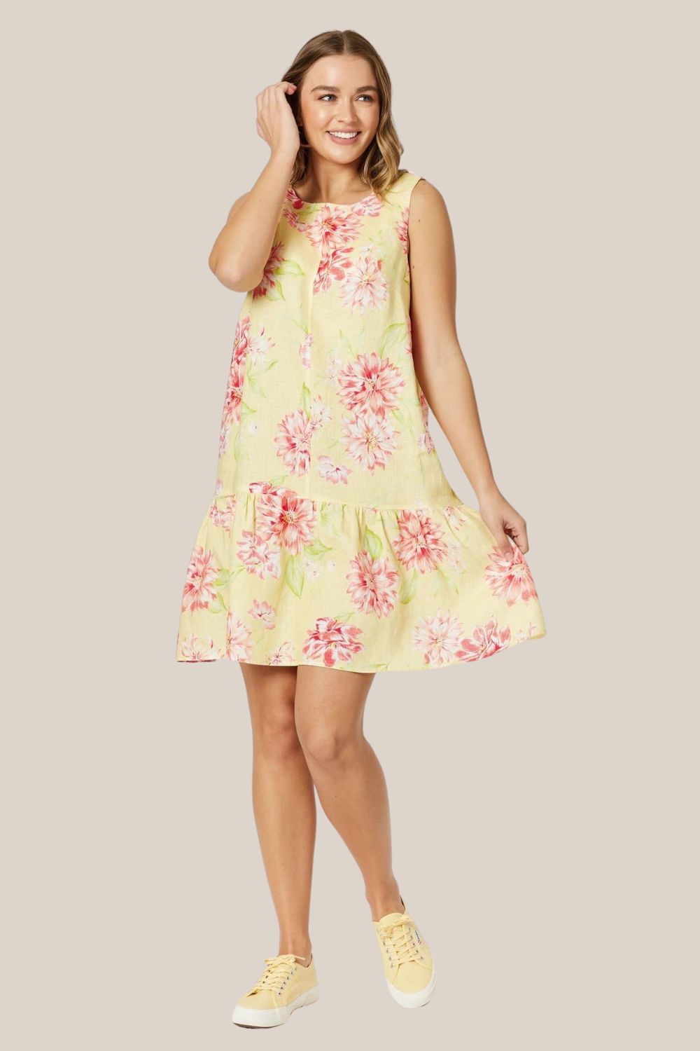 Gordon Smith Hibiscus Linen Print Dress