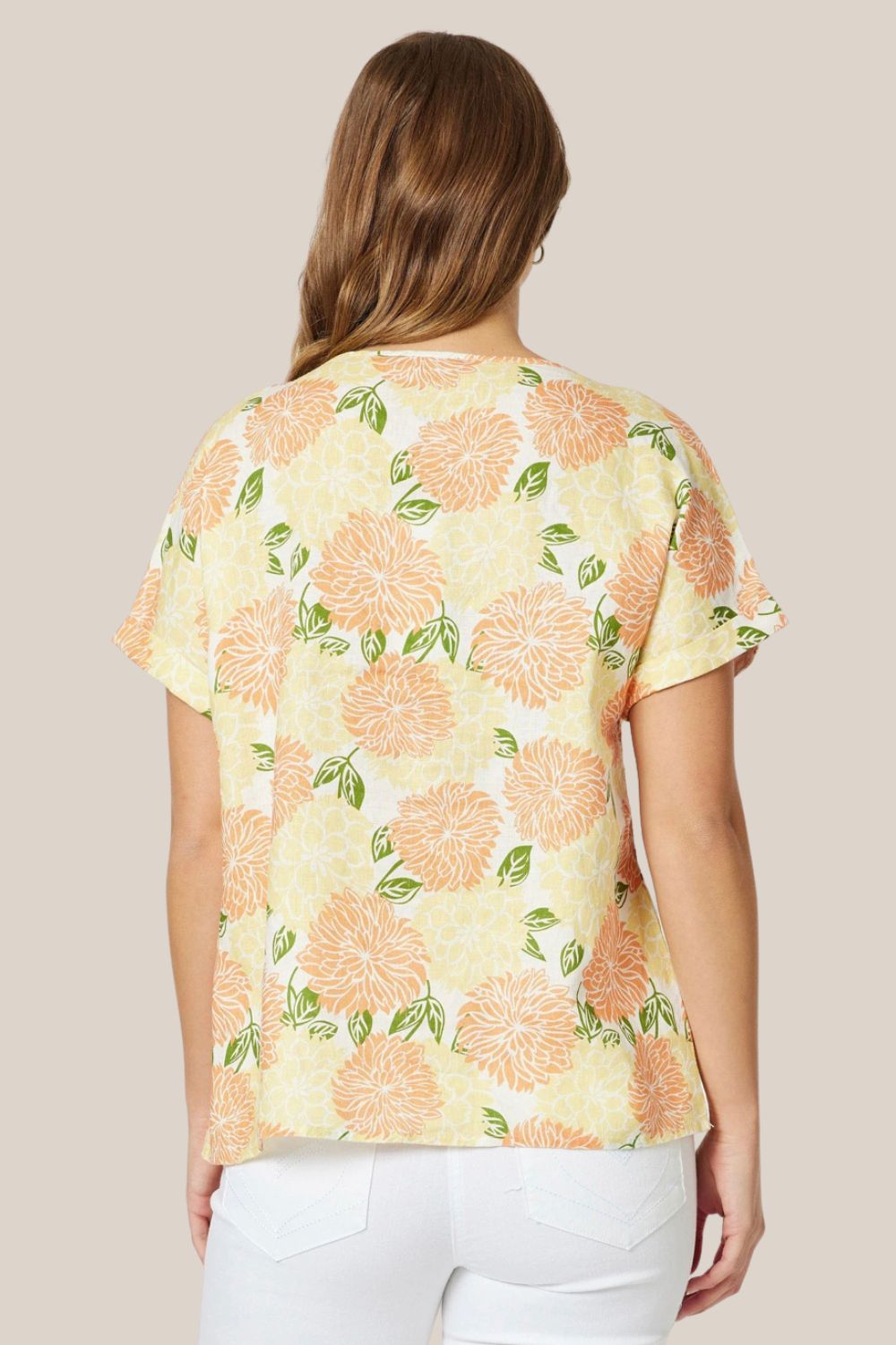 Gordon Smith Citrus Print Linen Shell Top