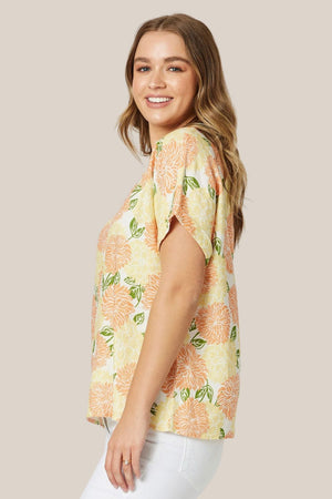 Gordon Smith Citrus Print Linen Shell Top