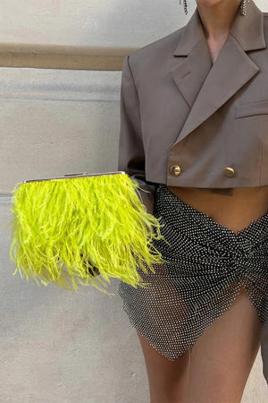 Olga Berg Estelle Feather Clutch