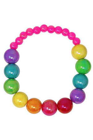Pink Poppy Rainbow Beads Necklace & Bracelet Set