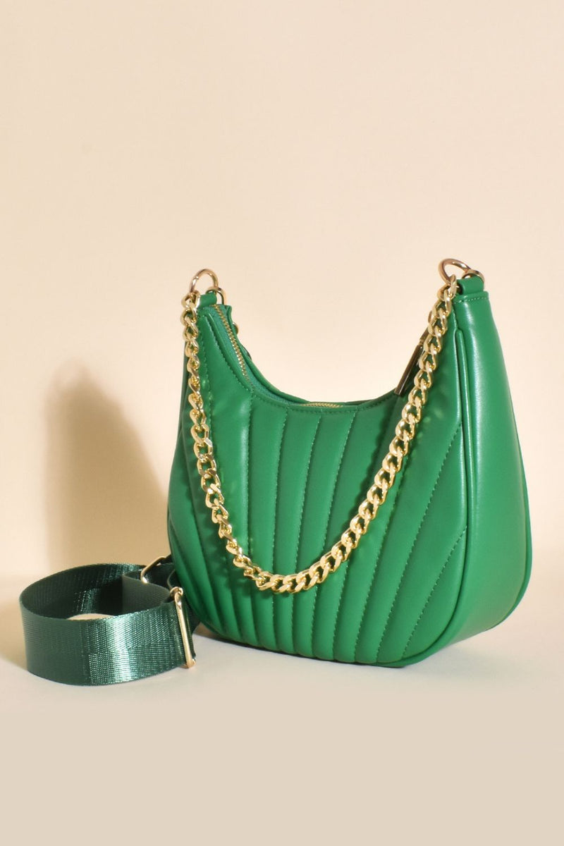 Adorne Olive Quilted Crescent Bag