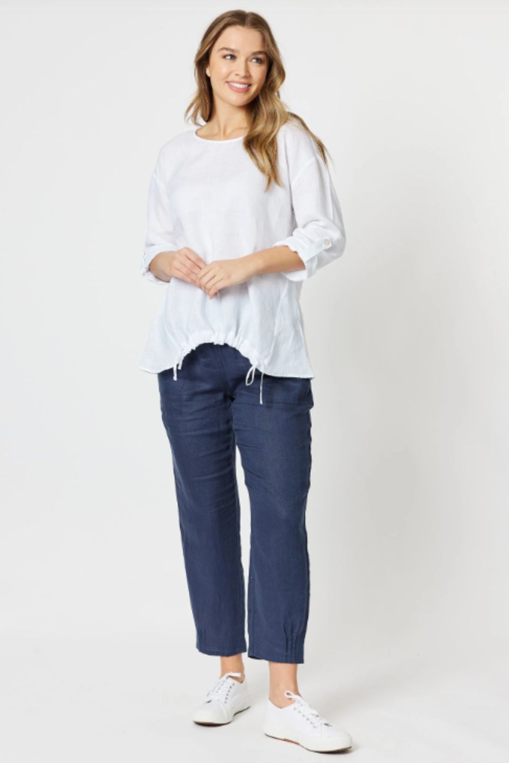 Gordon Smith Jersey Waist Linen Pant
