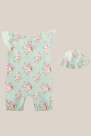 Cracked Soda Lily Rose Summer Romper & Hat