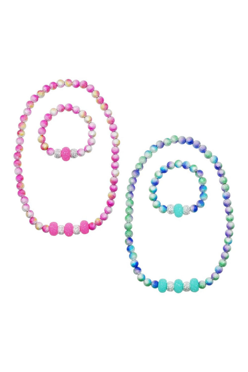 Pink Poppy Ombre Sparkle Necklace and Bracelet Set