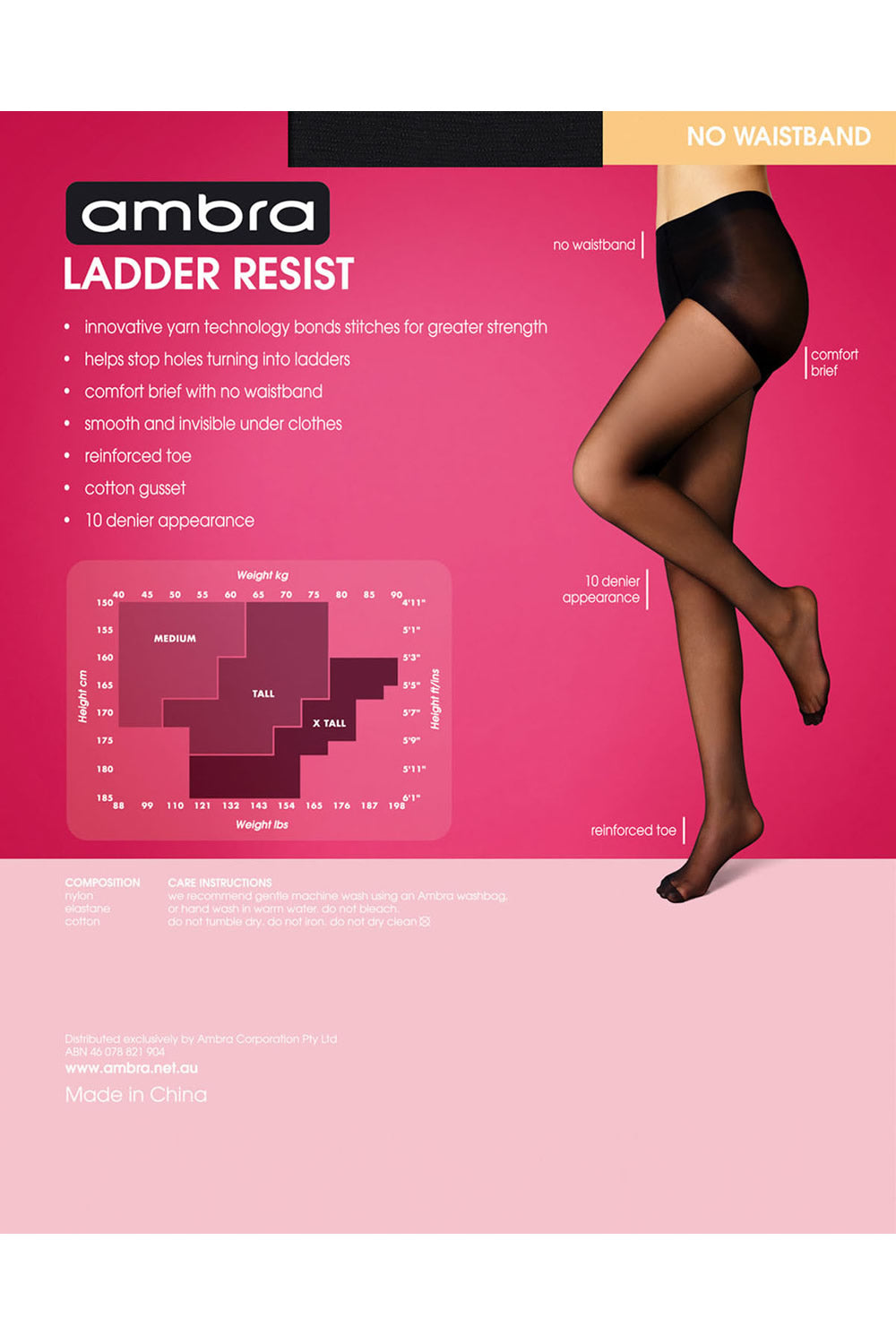 Ambra Ladder Resist No Waistband Pantyhose