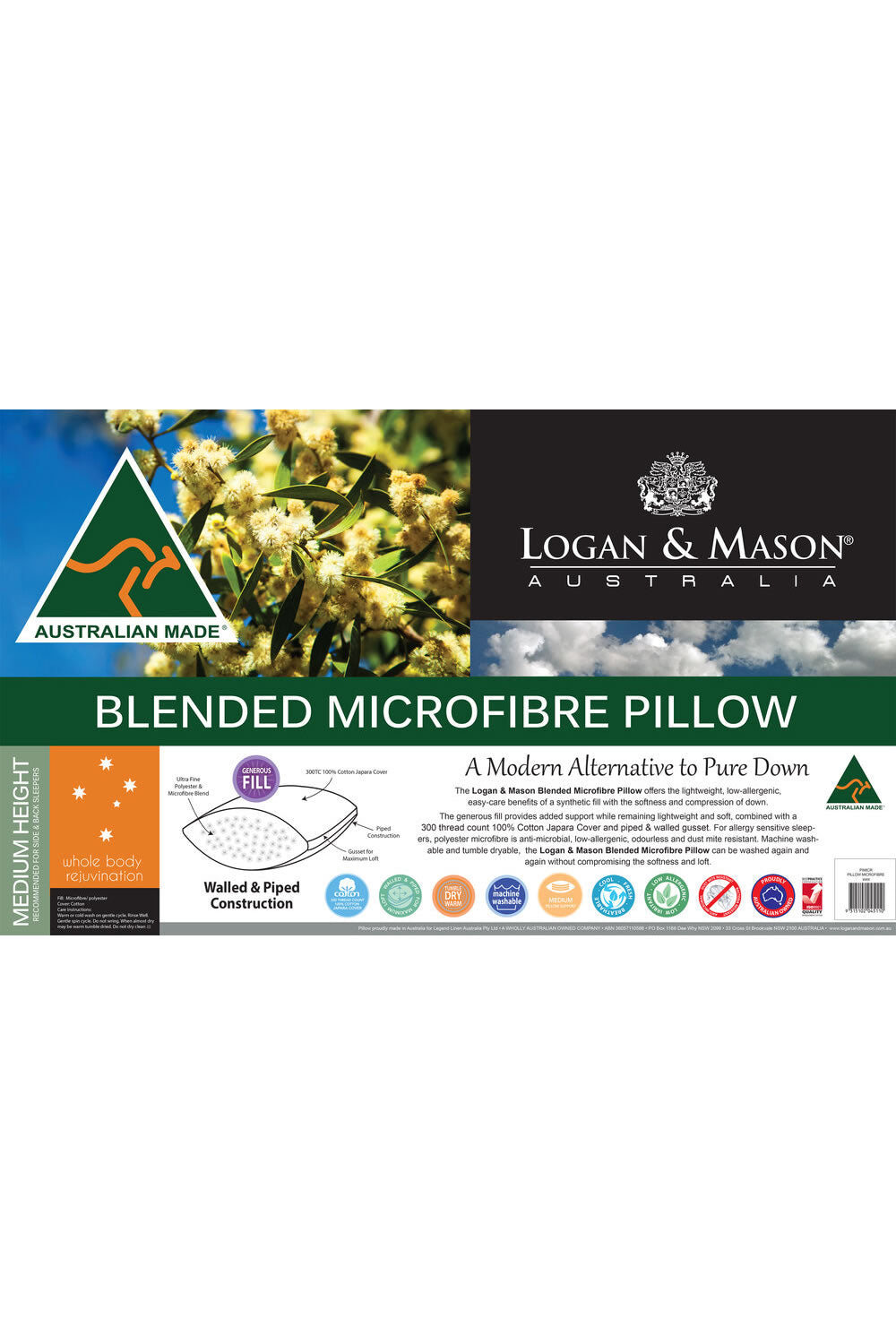 Logan & Mason Blended Microfibre Pillow