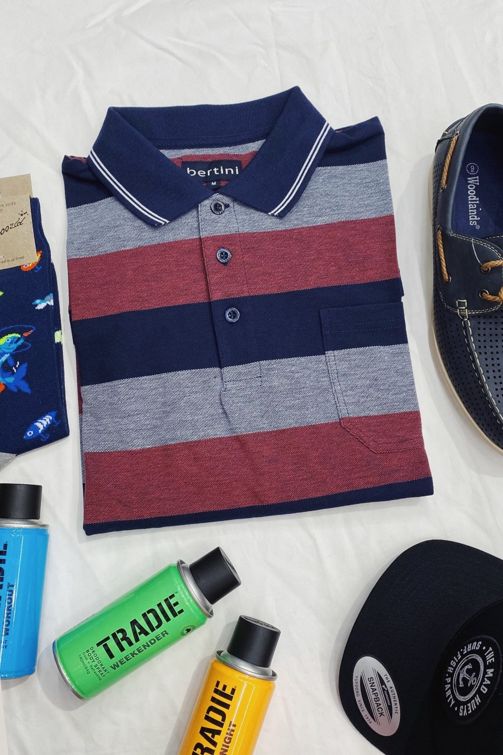 Bertini Block Stripe Pique Polo