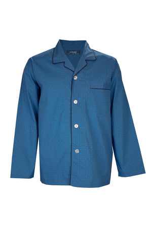 Lynx Long Summer Cotton Poly Pyjama Set - Blue Diamond Print