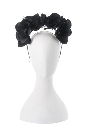 Olga Berg Duchess Velvet and Organza Rose Headband