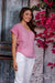 La Strada Linen V Neck Top