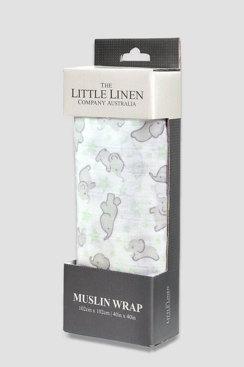 Little Linen Muslin 1Pk Pints - Mint Elephant