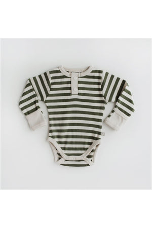 Snuggle Hunny Olive Stripe Long Sleeve Bodysuit