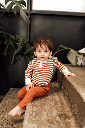 Snuggle Hunny Biscuit Stripe Long Sleeve Bodysuit