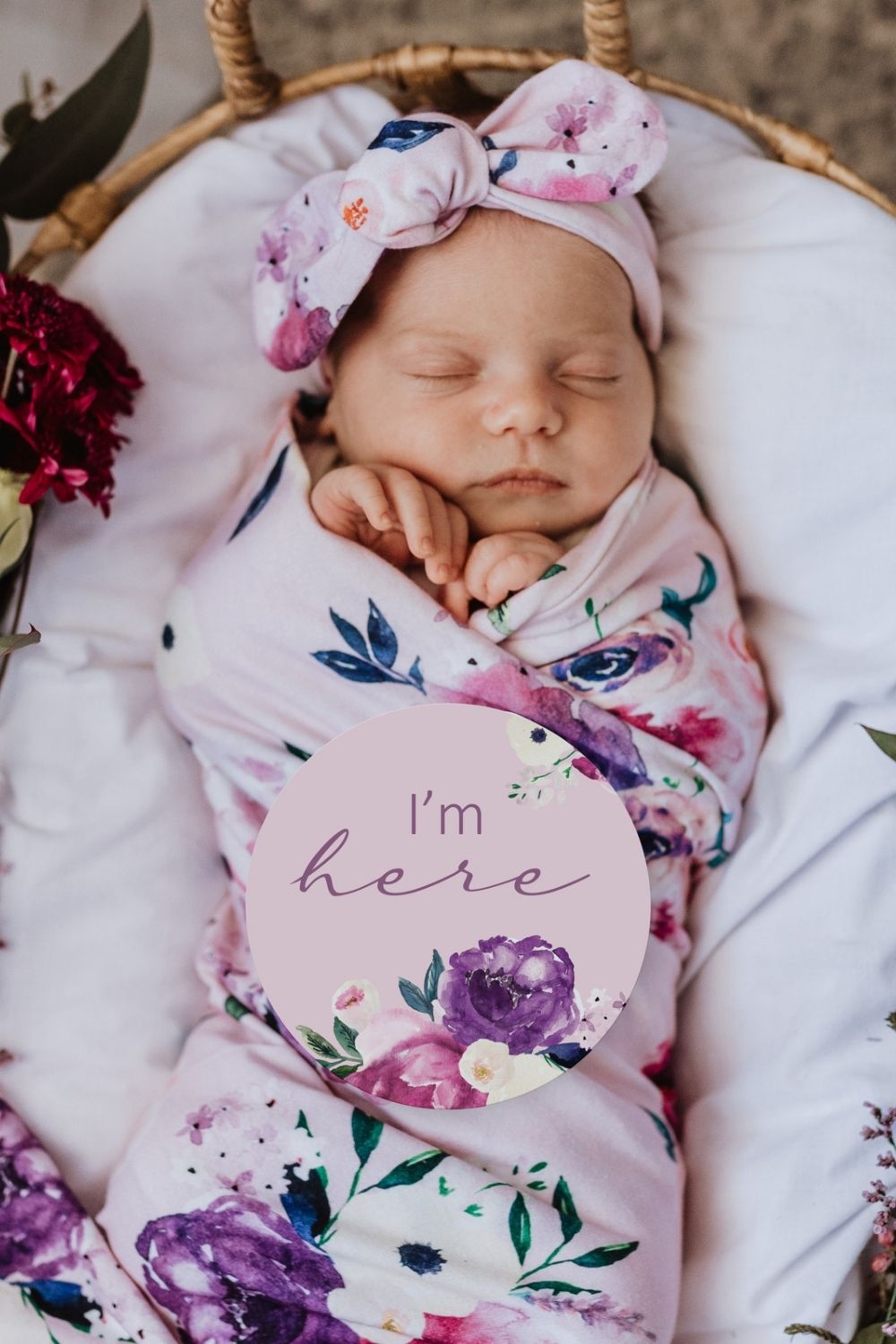 Snuggle Hunny Floral Kiss & Blossom Pink Reversible Milestone Cards