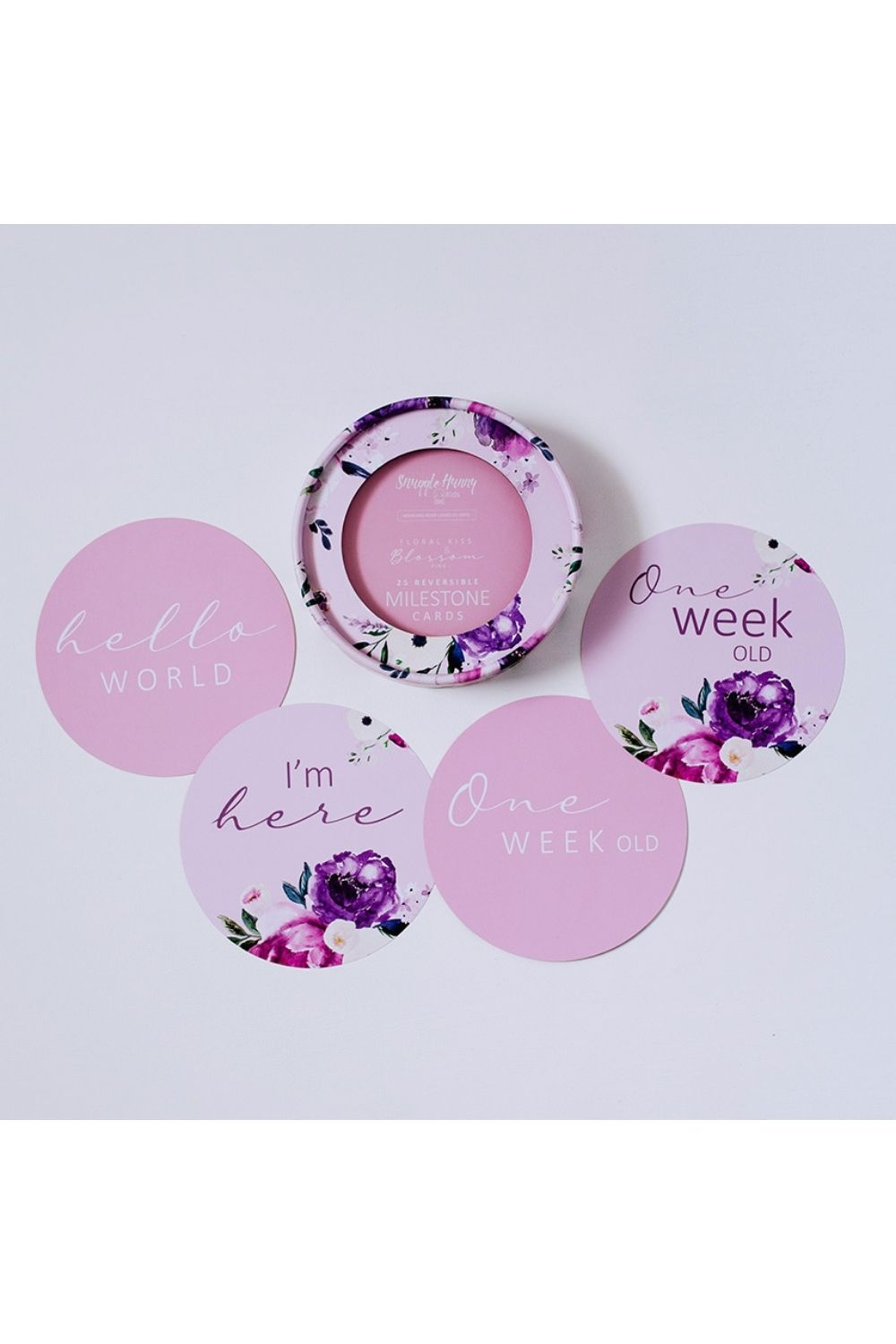 Snuggle Hunny Floral Kiss & Blossom Pink Reversible Milestone Cards