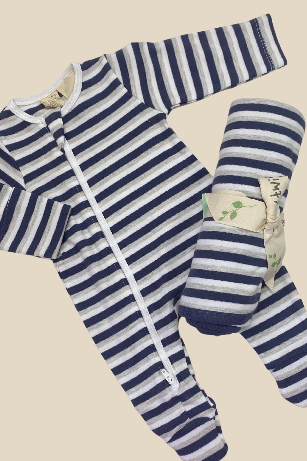Tiny Twig Stripe Side Zip L/S Growsuit