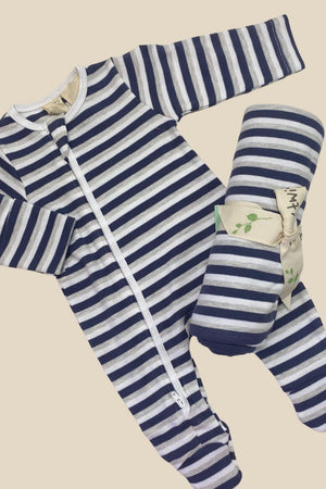 Tiny Twig Stripe Side Zip L/S Growsuit