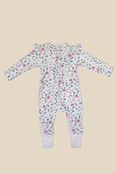 Tiny Twig Floral Frill L/S Zipsuit