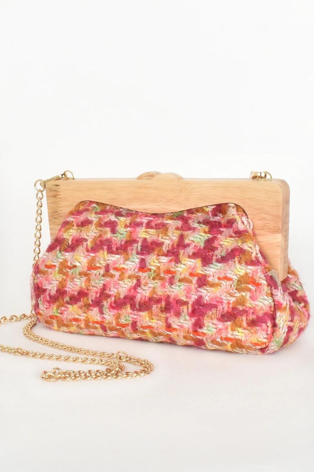 Adorne Faith Gathered Timber Framed Clutch
