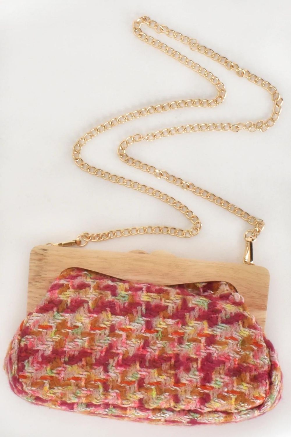 Adorne Faith Gathered Timber Framed Clutch