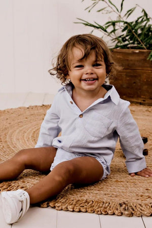 Designer Kidz Archie L/S Button Romper
