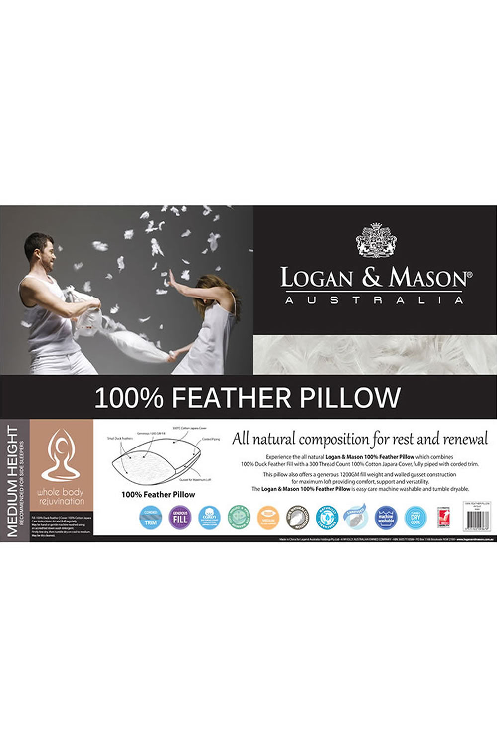 Logan & Mason 100% Feather Pillow